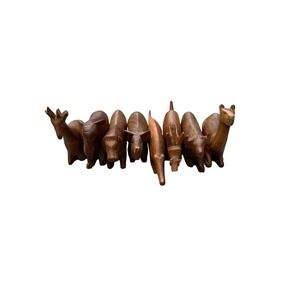 Hand Carved Animal Toys Decoration Baby Room Set of 8